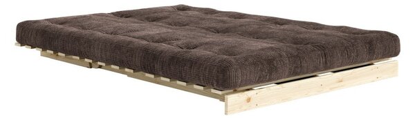 Temno rjava raztegljiva sedežna garnitura iz rebrastega žameta 140 cm Roots – Karup