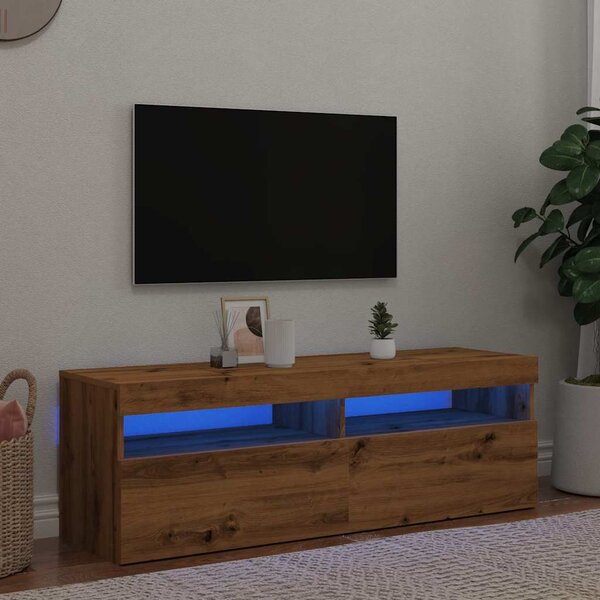 VidaXL TV omarica z LED artisan hrast 120x35x40 cm inženirski les