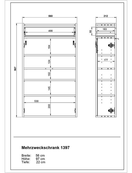 Kremno bela stenska omarica 56x97x22 cm Ameca – Germania