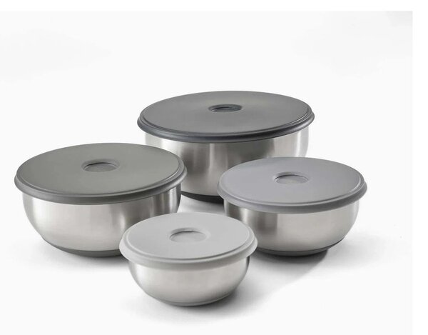 Sklede v kompletu 4 ks iz nerjavečega jekla v srebrni barvi ø 28,5 cm Nest Prep&Store – Joseph Joseph