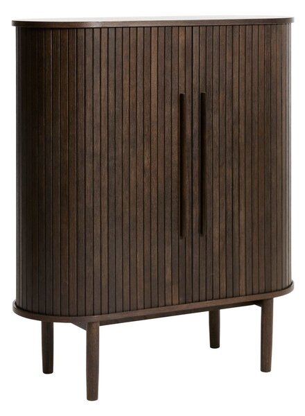 Omarica v hrastovem dekorju z drsnimi vrati v temni naravni barvi 100x118x40 cm Meta – Unique Furniture