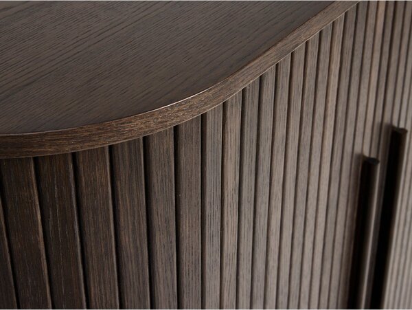 Omarica v hrastovem dekorju z drsnimi vrati v temni naravni barvi 100x118x40 cm Meta – Unique Furniture
