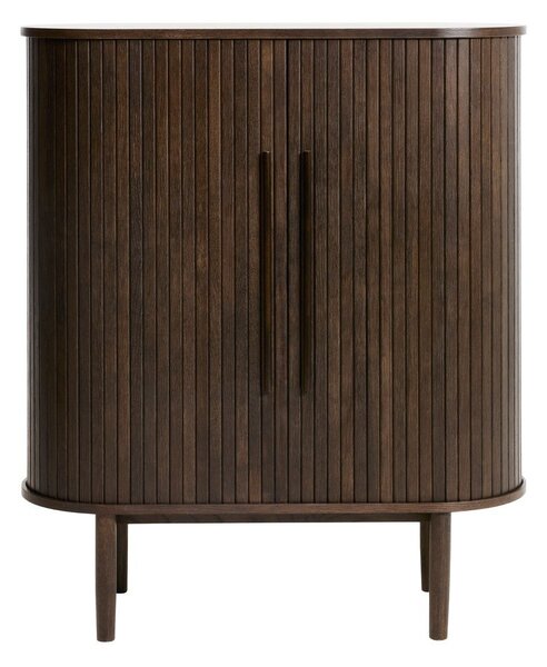 Omarica v hrastovem dekorju z drsnimi vrati v temni naravni barvi 100x118x40 cm Meta – Unique Furniture
