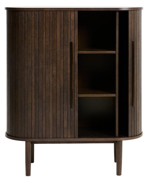 Omarica v hrastovem dekorju z drsnimi vrati v temni naravni barvi 100x118x40 cm Meta – Unique Furniture