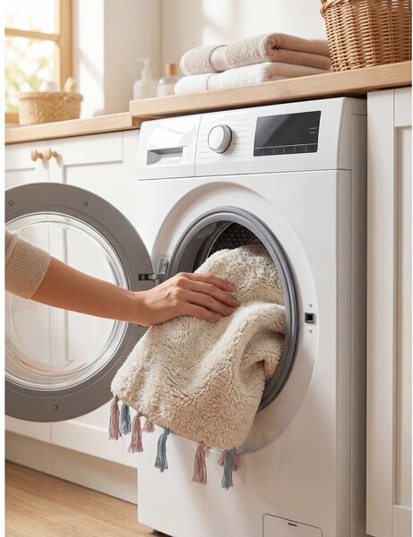 Kremno bela pralna/ročno tkana bombažna otroška preproga ø160 cm Snuggle Sunna – Hanse Home