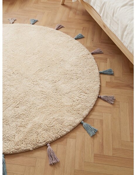Kremno bela pralna/ročno tkana bombažna otroška preproga ø160 cm Snuggle Sunna – Hanse Home