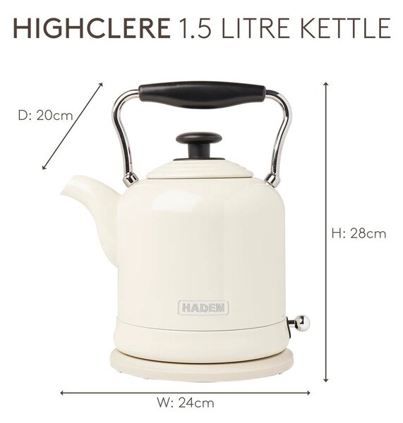 Kremno bel grelnik vode iz nerjavečega jekla 1,5 l Highclere – Haden