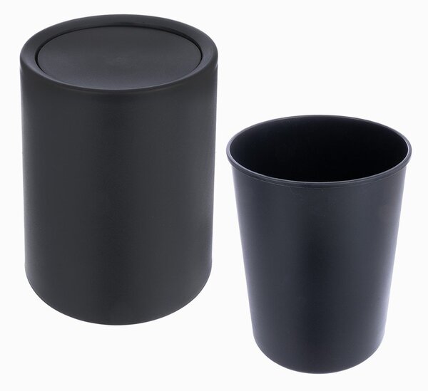 Črn plastičen koš za smeti 6 l – Orion