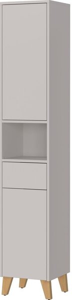 Kremno bela visoka kopalniška omarica v mat dekorju 33x181 cm Arnea – Germania