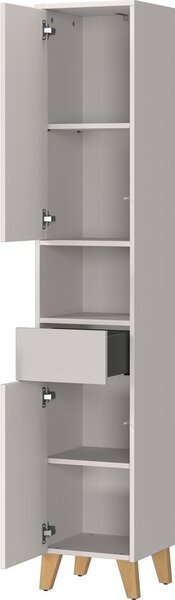 Kremno bela visoka kopalniška omarica v mat dekorju 33x181 cm Arnea – Germania