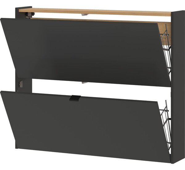 Antracitno siva preklopna/stenska omarica za čevlje v hrastovem dekorju 100x83x18 cm Ameca – Germania