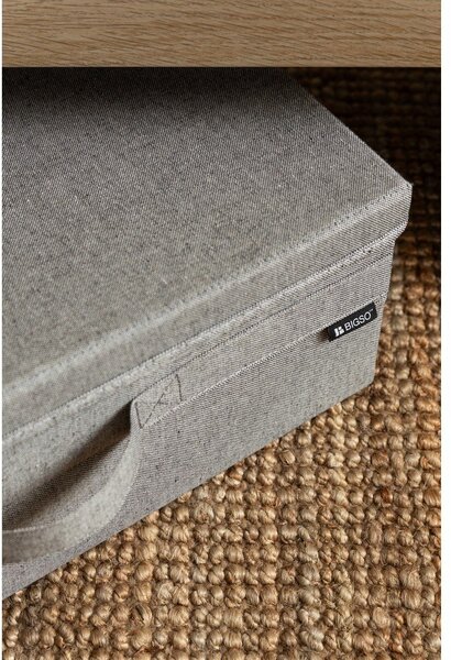 Siva tekstilna škatla za shranjevanje s pokrovom 46x56x16 cm Soft Storage Low – Bigso