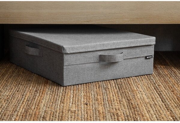 Siva tekstilna škatla za shranjevanje s pokrovom 46x56x16 cm Soft Storage Low – Bigso