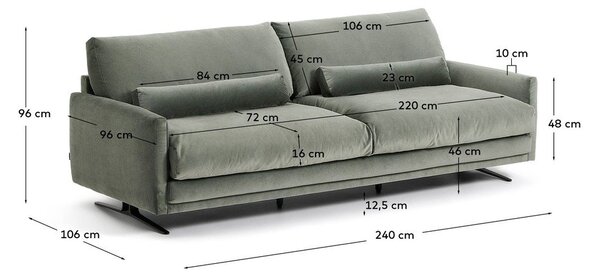 Zelena žametna sedežna garnitura 240 cm Veliro – Kave Home