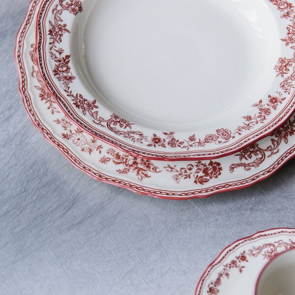 Bordo rdeč/slonokoščen porcelanast krožnik ø 27 cm Cyril – S|P Collection