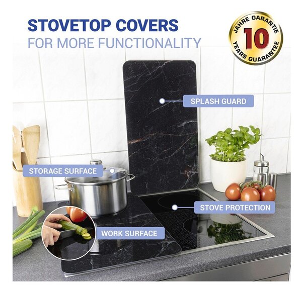 Zaščitne plošče za štedilnik 2 ks iz kaljenega stekla 52x30 cm Black Marble – Wenko