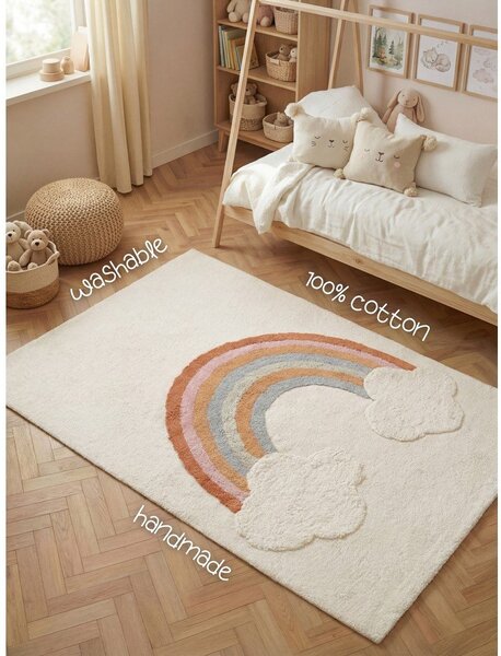 Kremno bela pralna/ročno tkana bombažna otroška preproga 140x200 cm Snuggle Petite – Hanse Home
