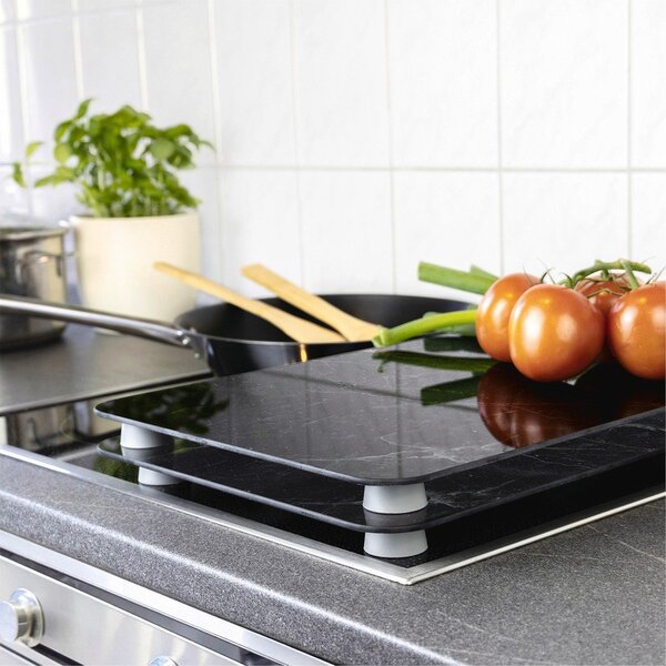 Zaščitne plošče za štedilnik 2 ks iz kaljenega stekla 52x30 cm Black Marble – Wenko