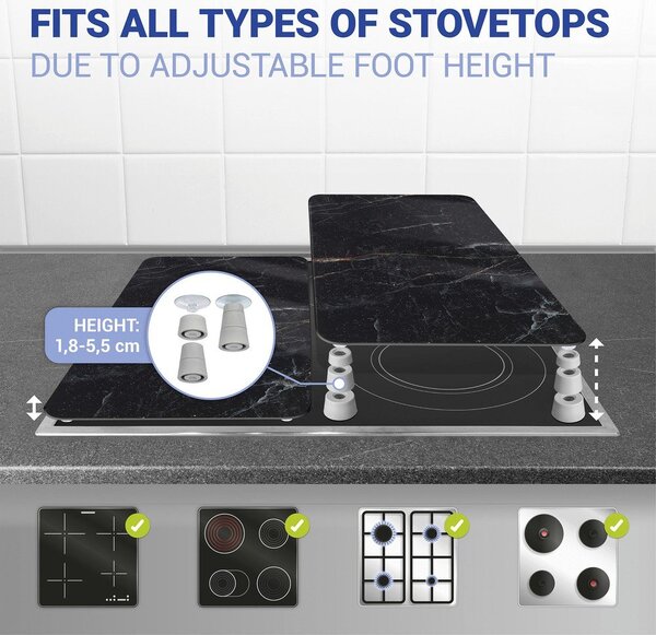 Zaščitne plošče za štedilnik 2 ks iz kaljenega stekla 52x30 cm Black Marble – Wenko
