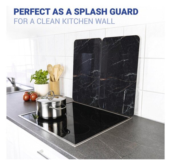 Zaščitne plošče za štedilnik 2 ks iz kaljenega stekla 52x30 cm Black Marble – Wenko