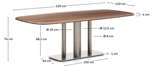 Jedilna miza v orehovem dekorju 110x220 cm Melvar – Kave Home