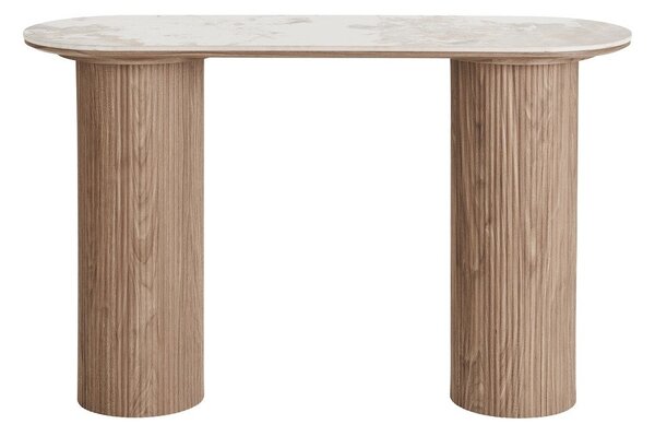 Bež/v naravni barvi stranska mizica z mizno ploščo v marmornem dekorju 40x120 cm Athens – House Nordic