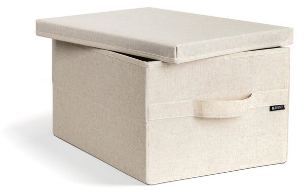 Bež tekstilna škatla za shranjevanje s pokrovom 31x41x22 cm Soft Storage Medium – Bigso
