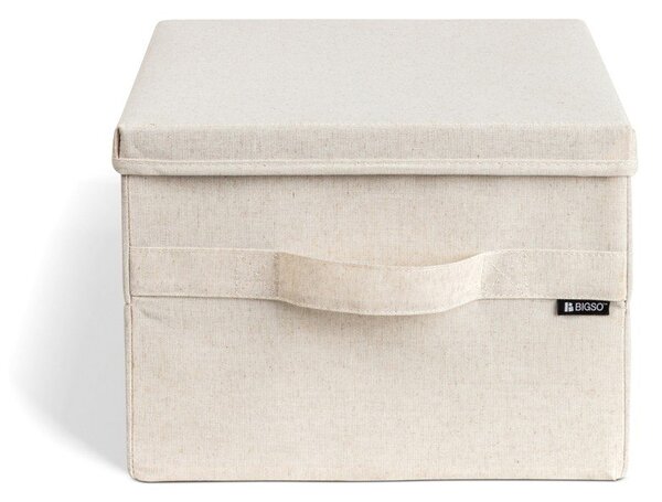 Bež tekstilna škatla za shranjevanje s pokrovom 31x41x22 cm Soft Storage Medium – Bigso