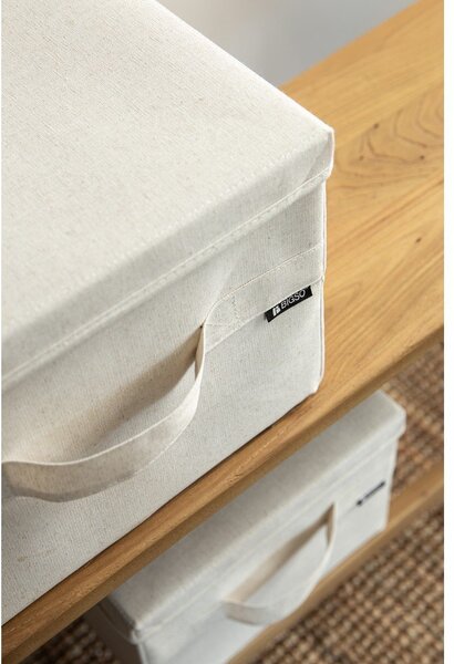 Bež tekstilna škatla za shranjevanje s pokrovom 31x41x22 cm Soft Storage Medium – Bigso