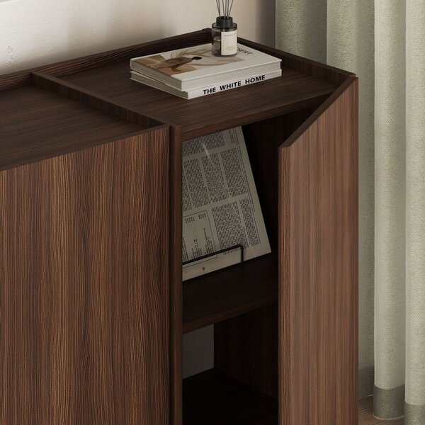 Komoda v orehovem dekorju z luknjo za kable v temni naravni barvi 180x80x45 cm Dorma – Kalune Design