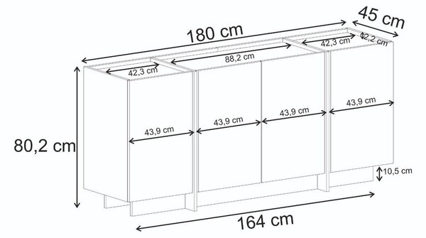 Komoda v orehovem dekorju z luknjo za kable v temni naravni barvi 180x80x45 cm Dorma – Kalune Design