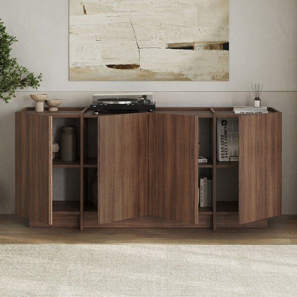 Komoda v orehovem dekorju z luknjo za kable v temni naravni barvi 180x80x45 cm Dorma – Kalune Design