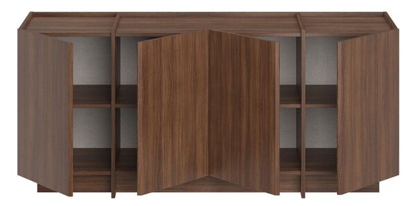 Komoda v orehovem dekorju z luknjo za kable v temni naravni barvi 180x80x45 cm Dorma – Kalune Design