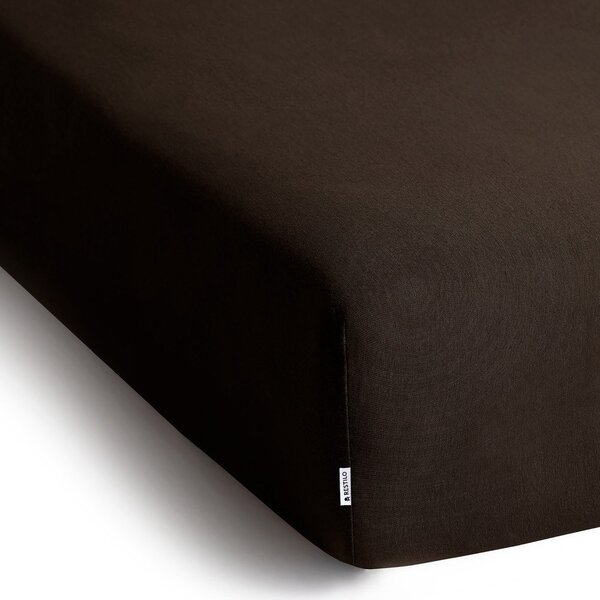 Temno rjava napenjalna rjuha iz jerseyja 90x200 cm Amber – Restilo