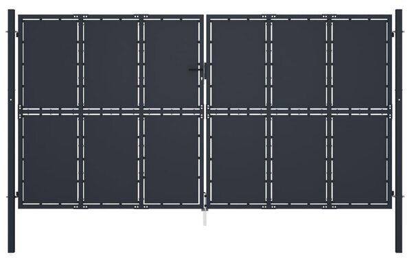 VidaXL Vrtna vrata iz jekla 400x200 cm antracitna