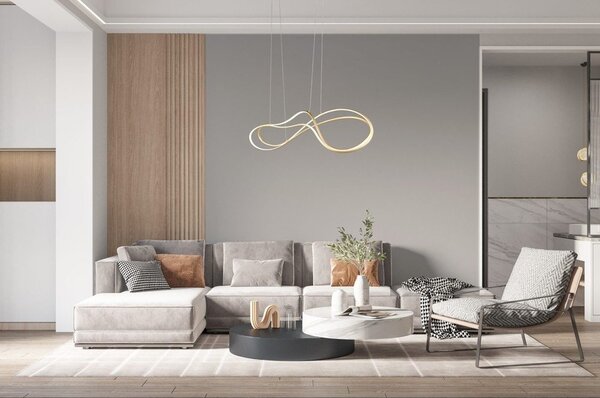 LED viseča svetilka v zlati barvi s kovinskim senčnikom Nala – Trio Select
