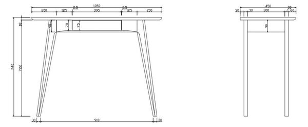 Pisalna miza 105x45 cm Woodstock - Actona