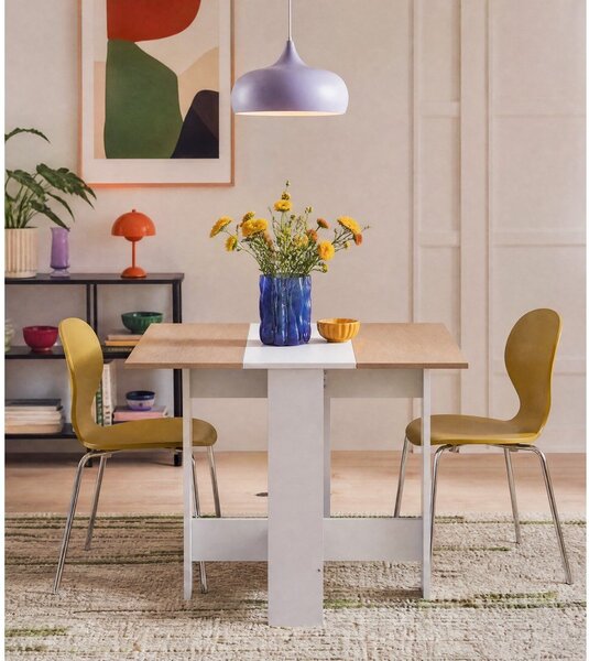 Raztegljiva jedilna miza z mizno ploščo v hrastovem dekorju 76x28 cm Papillon – TemaHome