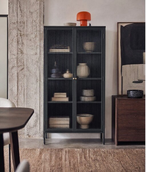 Temno zelena kovinska vitrina 90x190 cm Bronco – Unique Furniture