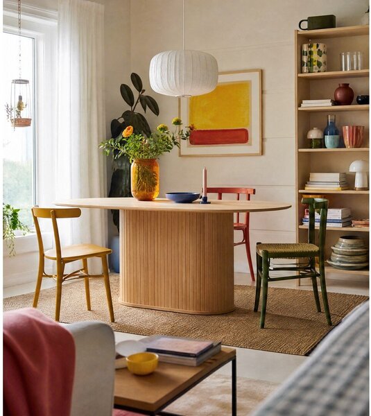 Jedilna miza z mizno ploščo v hrastovem dekorju 95x180 cm Nola – Unique Furniture