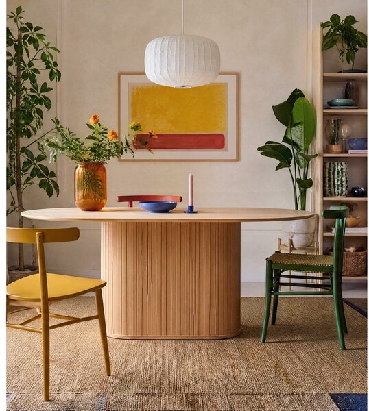 Jedilna miza z mizno ploščo v hrastovem dekorju 95x180 cm Nola – Unique Furniture