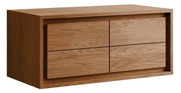 Rjava stenska omarica za pod umivalnik iz masivnega tika 90x40 cm Kenta – Kave Home