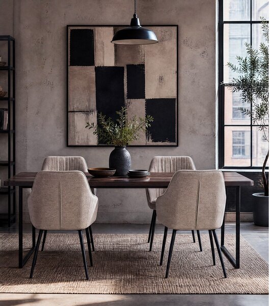 Bež oblazinjen jedilni stol z nasloni za roke Nolan – Unique Furniture