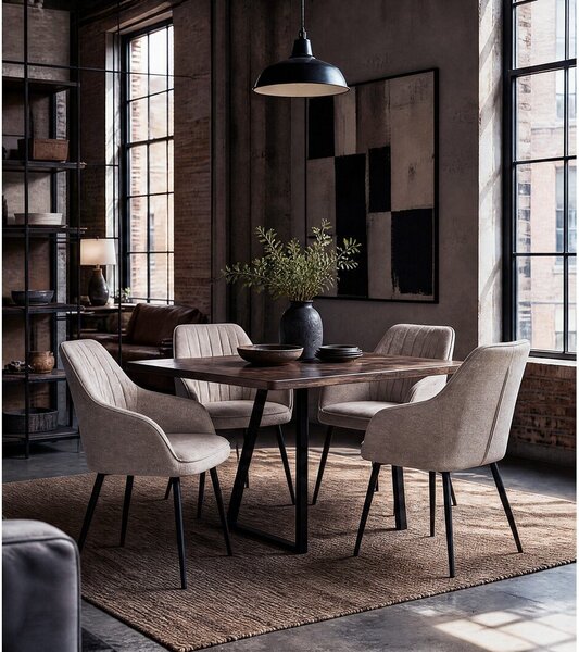 Bež oblazinjen jedilni stol z nasloni za roke Nolan – Unique Furniture