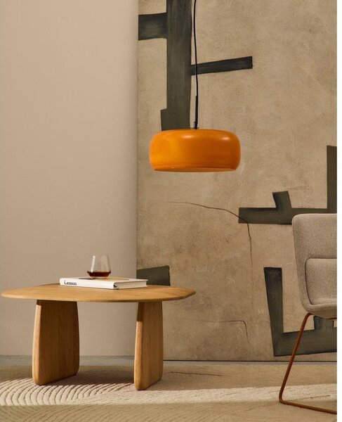Oranžna LED viseča svetilka s steklenim senčilom ø 38 cm Reig – Kave Home
