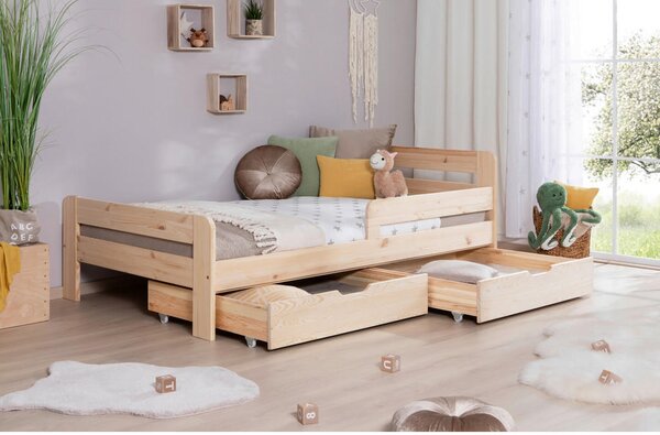 POSTELJA S PREDALOM 120 cm x 200 cm , naravne barve