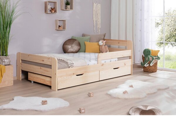 POSTELJA S PREDALOM 120 cm x 200 cm , naravne barve