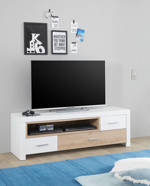 TV-ELEMENT bela, barve hrasta