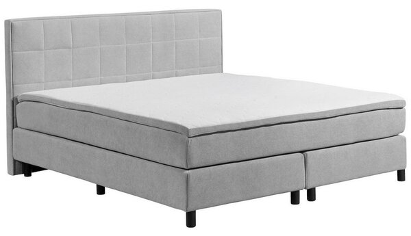 POSTELJA Z VZMETNICO 180 cm x 200 cm , tekstil, leseni material svetlo siva