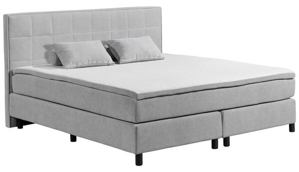 POSTELJA Z VZMETNICO 180 cm x 200 cm , tekstil, leseni material svetlo siva